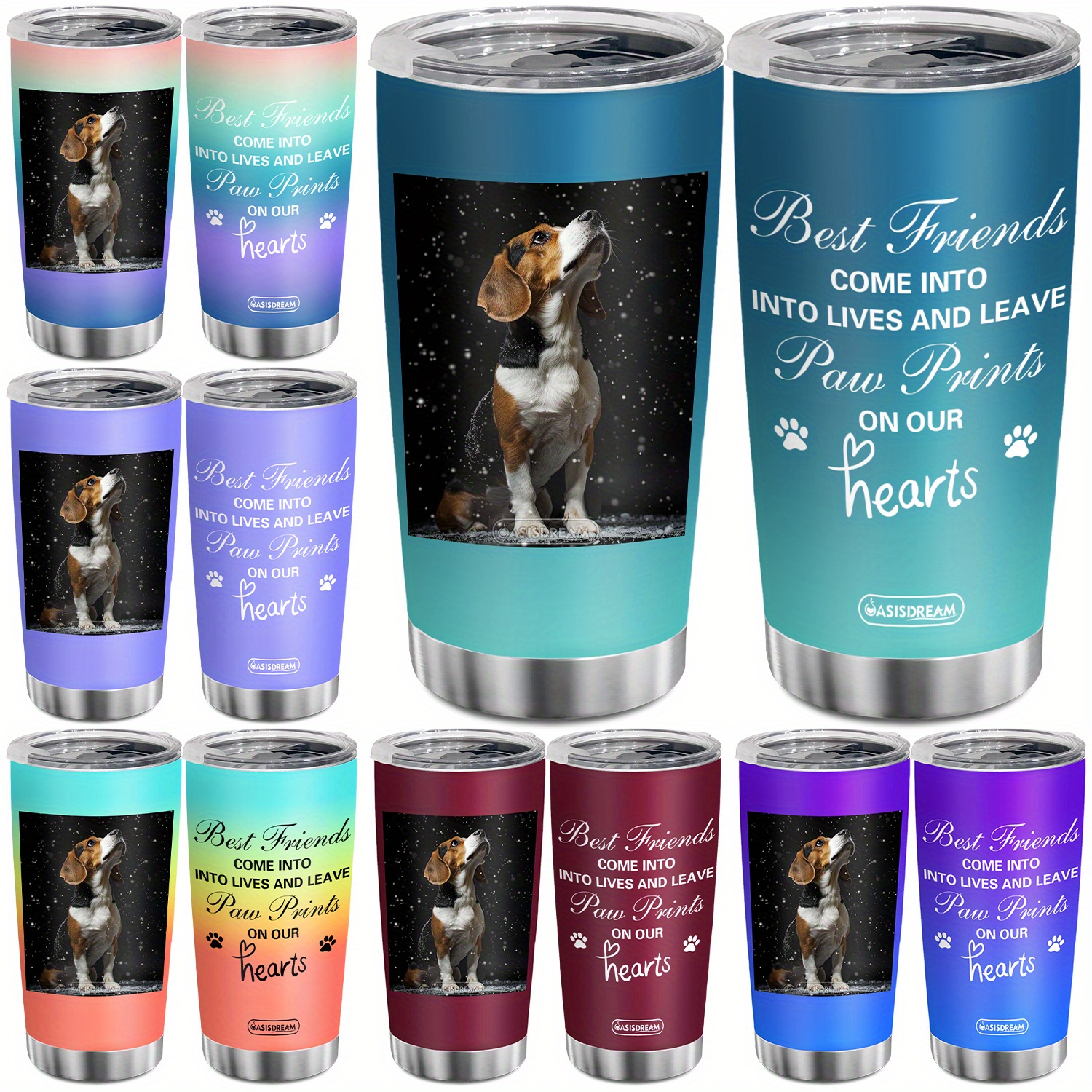 

1pc Personalized Custom Dog Pet Photo Prints Tumbler With Lid Reusable Stainless Steel Vacuum Insulated Tumbler Cup Gift For Pet Lovers Coffee Travel Mug Water Bottle 20oz