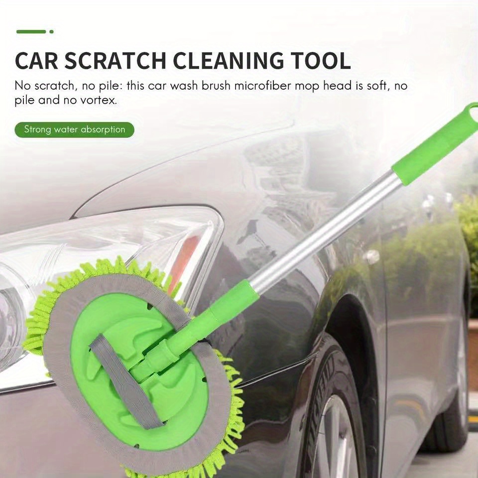 

45" Extendable Microfiber Car Wash Mop With Soft Chenille Head - Scratch-free, Multi-surface Cleaning Tool