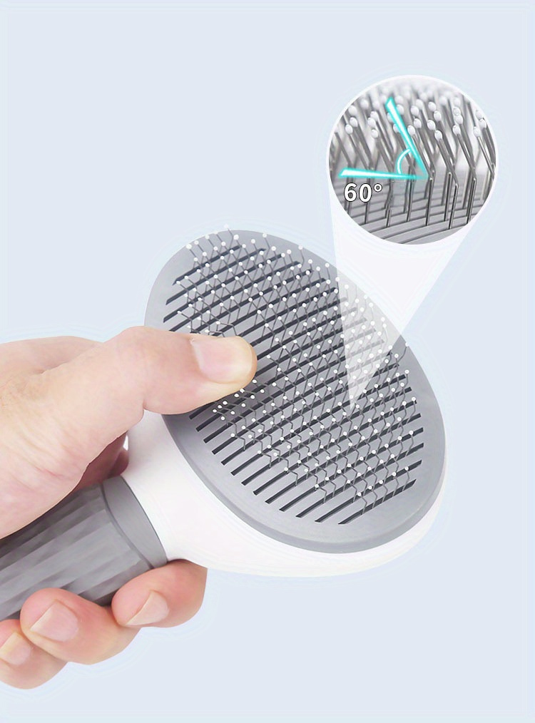 one click pet hair removal comb for effortless grooming of dogs and cats float hair removal slicker brush with automatic functionality details 0