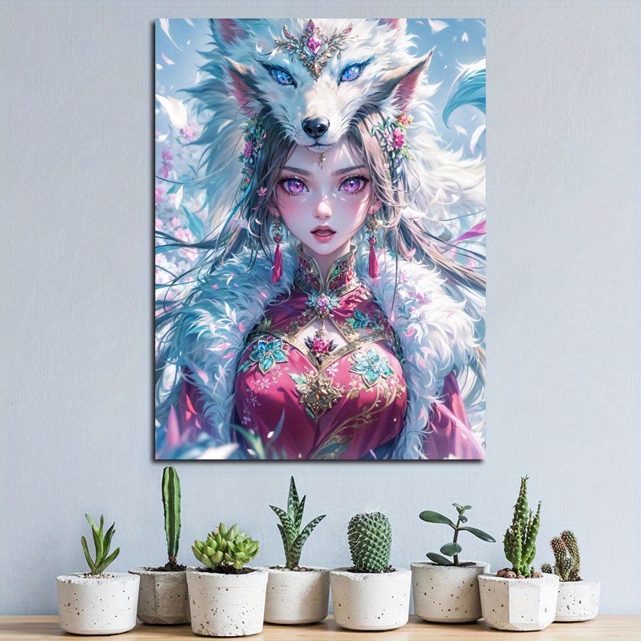 

1pc Anime Fox Girl Poster Canvas For Home Decoration, Living Room Bedroom Bathroom Kitchen Cafe Office Decoration,perfect Gift,wall Art,anime Lover,cartoon Lover