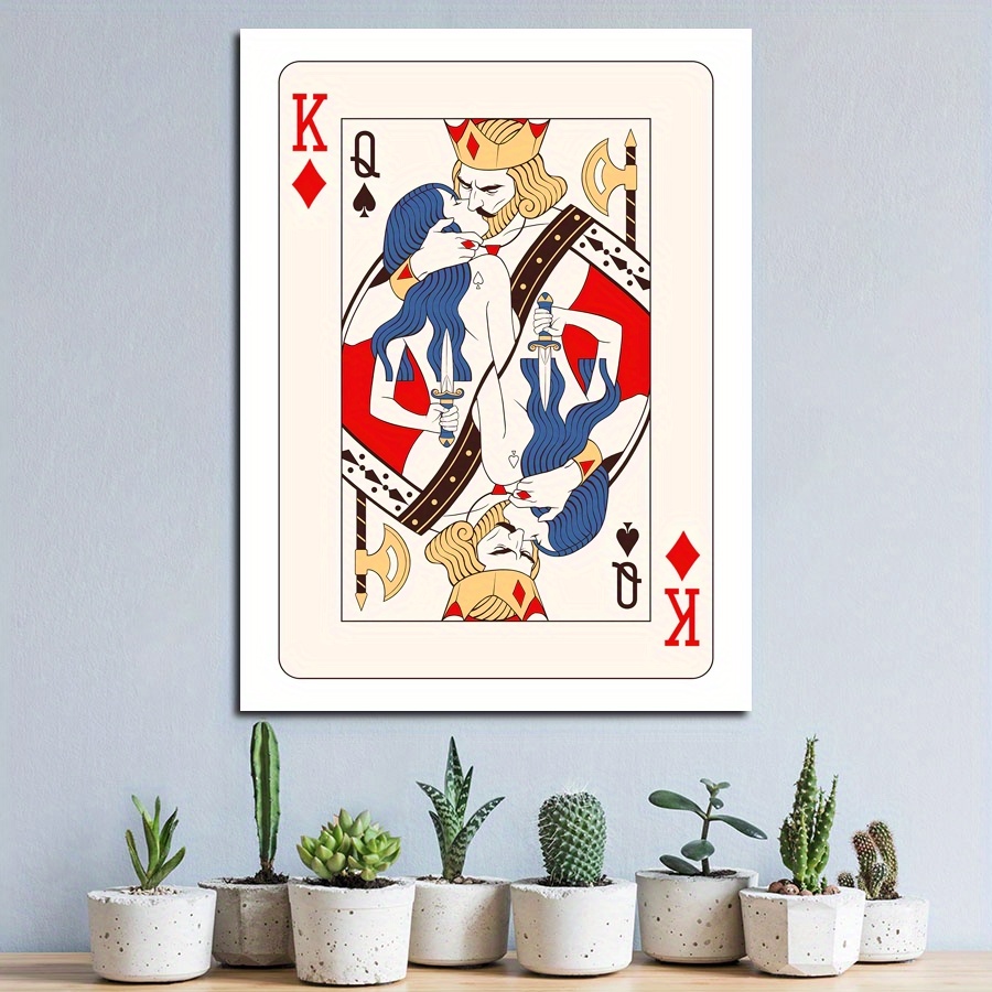 

1pc King And Queen Poker Poster Canvas For Home Decoration, Living Room Bedroom Bathroom Kitchen Cafe Office Decoration, Gift, Wall Art