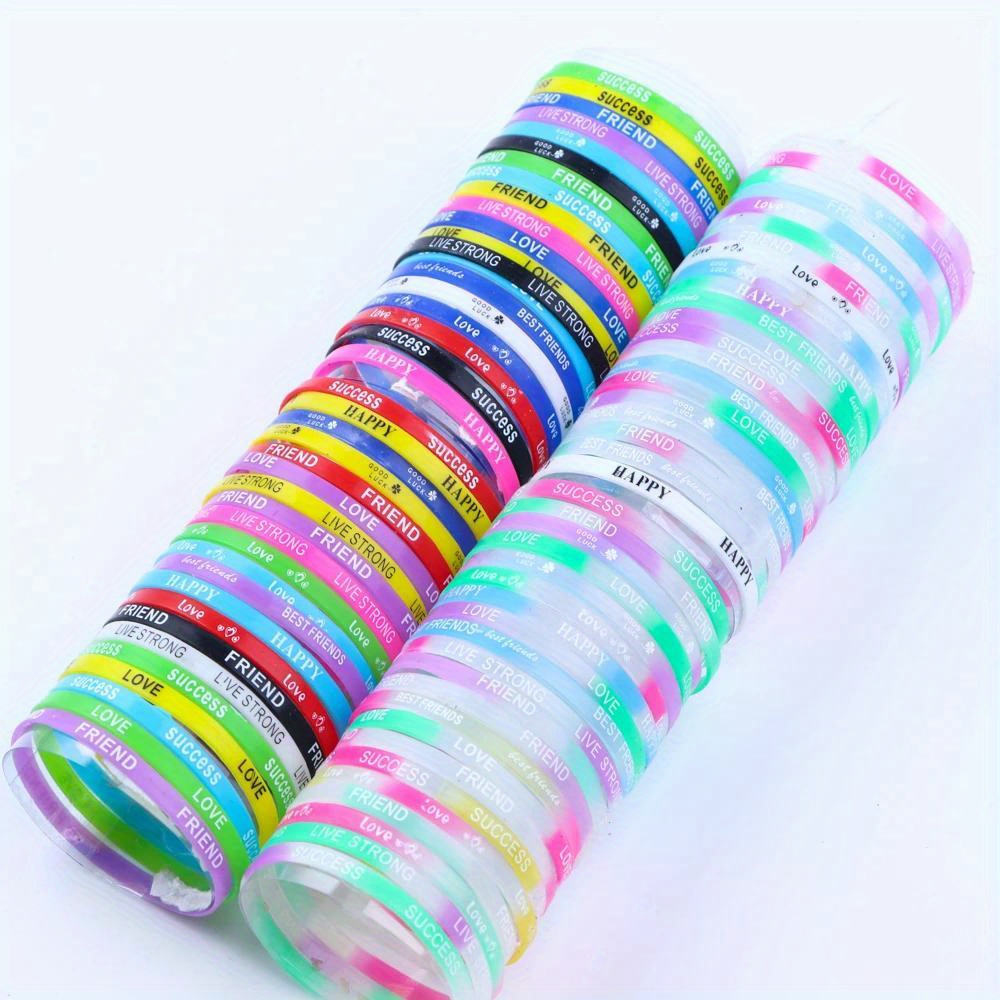 

20pcs/lot Fashion Sport Multicolor Luminous Silicone Bracelets Men Women Mix Style Rubber Wristband Jewelry Gift