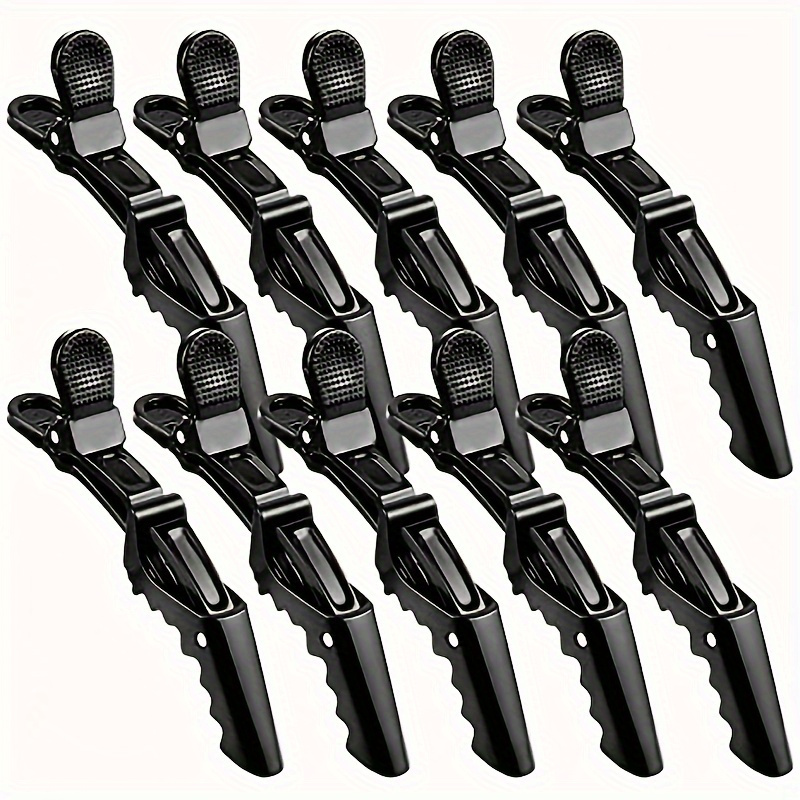 

10pcs/set Black Hair Clips Barber Alligator Hair Clips Salon Hairdressing Clips For Styling Sectioning