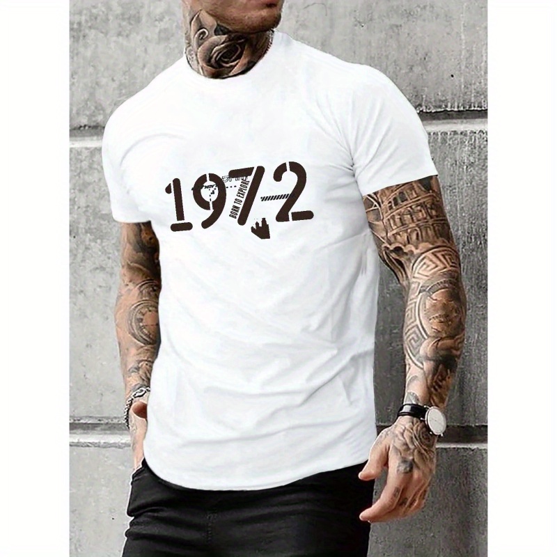 

1972 Print Tees For Men, Casual Crew Neck Short Sleeve T-shirt, Comfortable Breathable T-shirt