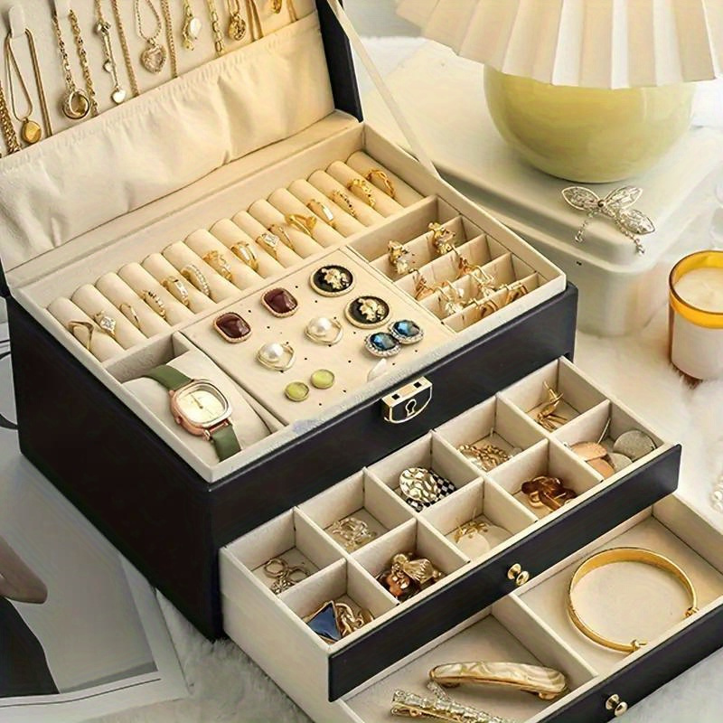 Exquisite 3 layer Plastic Jewelry Storage Box Multi grid - Temu