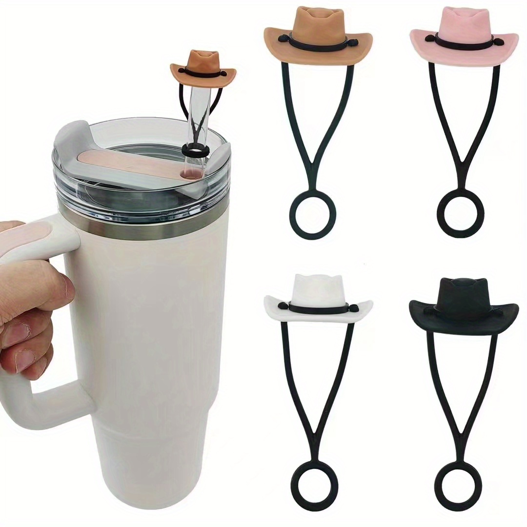 

4pcs/set, Silicone Straw Covers Cap Compatible With 30&40oz Cup10mm Cute Cowboy Hat Straw Toppers,reusable Dust-proof Straw Caps Leak-proof Trailing Cup Silicone Tube Cap
