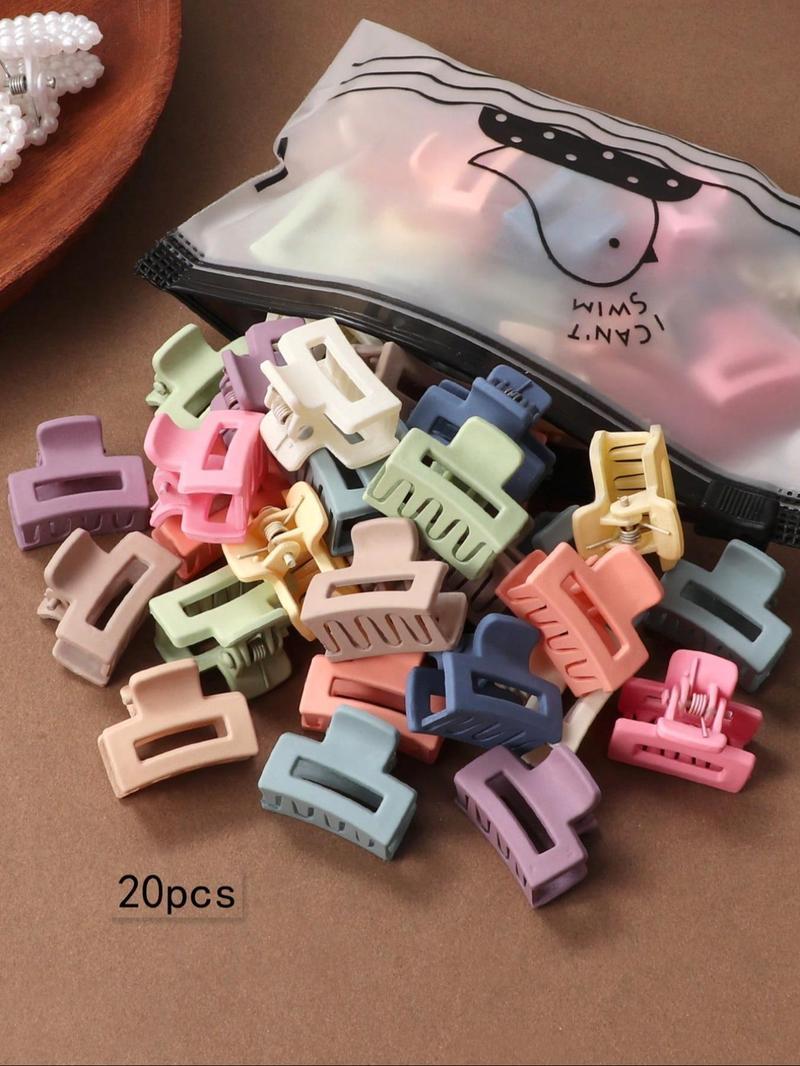 20pcs Vibrant Solid Color Matted Hollow Out Hair Claw Clips - Trendy Hair Accessories for Women, Daily Use, Stylish Hair Grab Clips with Candy Color Finish, Easy to Use, and Comfortable Wear