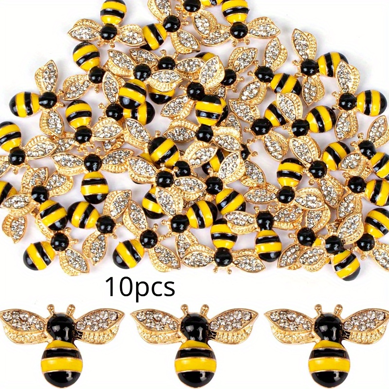 Image of 10/50pcs/set Bee Charms Pendants Rhinestone Honeybee Charms