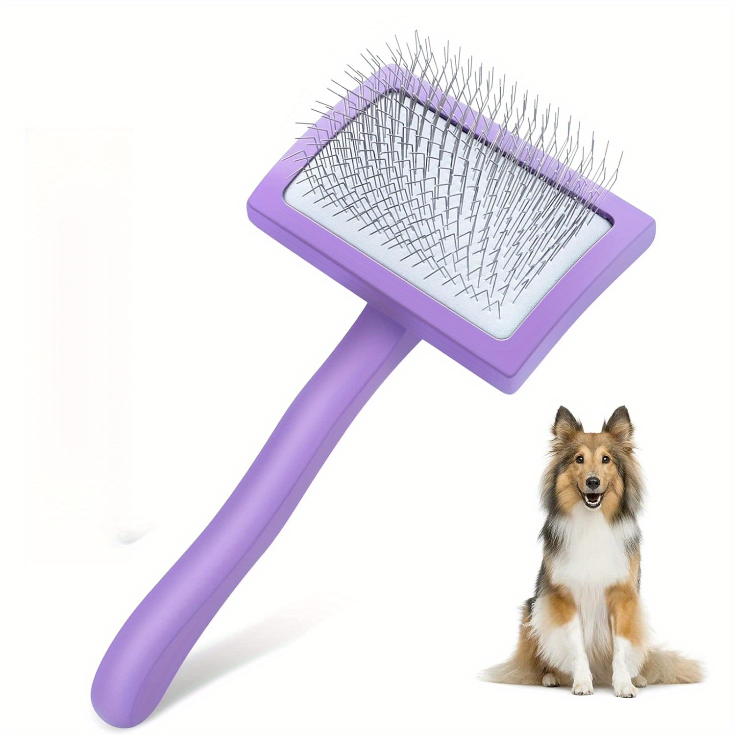 

Dog Slicker Brush For Grooming Doodle Hair, Extra Long Pin Poodle Brush For Shedding Dog