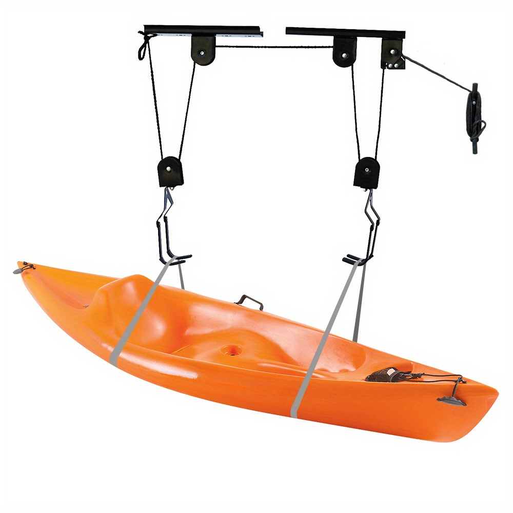 

Heavy-duty Ceiling Mount Kayak & Bike Hoist System, Adjustable Indoor Garage Storage Rack, Rooftop Hanging Bicycle Lift With Secure Locking Mechanism, Space-saving Display Hanger