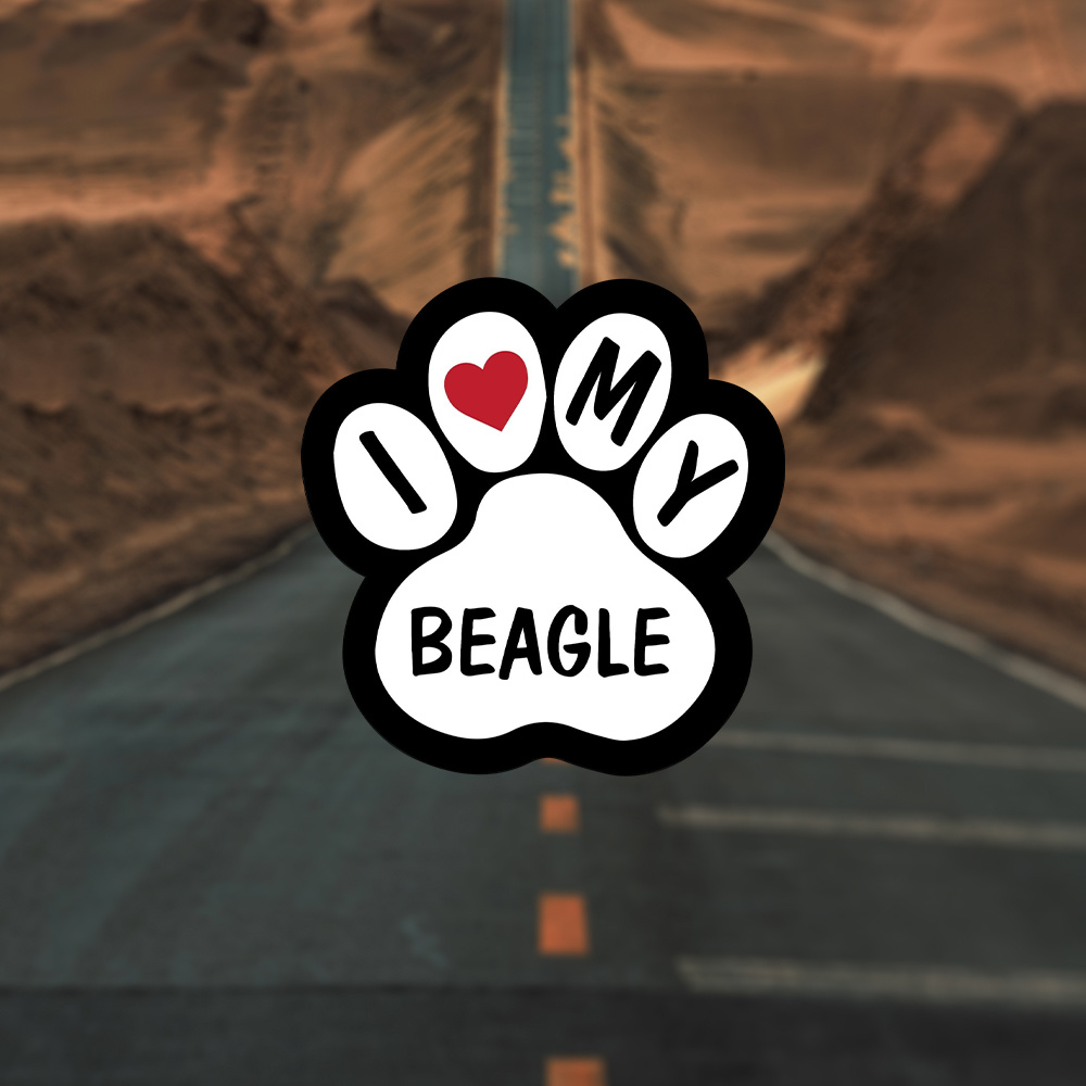 

Beagle Love Car Decal - Adhesive Beagle Dog Paw Bumper Sticker, Durable Paper Material, Vehicle Window & Mirror Decor