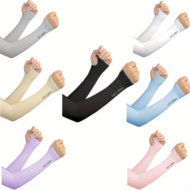 

7 Pairs, Women's Ice Silk Sunshade Sleeves, Summer Elastic Half Finger Arm Gloves, Outdoor Cycling Uv Protection, Cool Thin Breathable Hand Covers, Assorted Colors