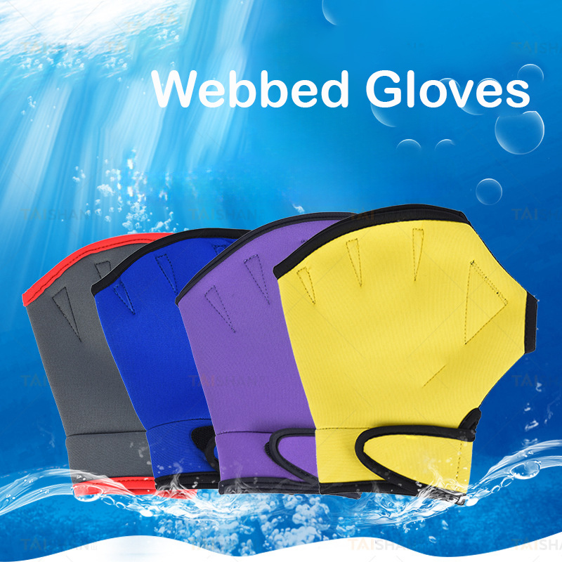 1 Pair Swimming Webbed Gloves Neoprene Fingerless Surfing Swim Aid