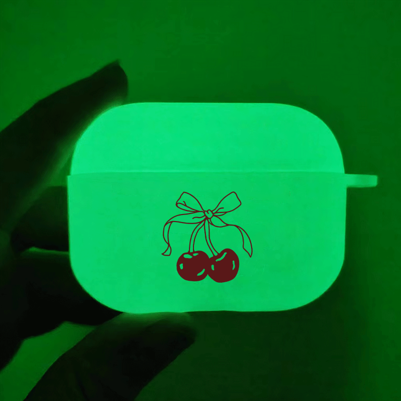 

Cute Cherry Pattern Glow In The Dark For Airpods Case Luminous Earphone Case For Airpods 1 2 3 Pro 2 Generation Perfect Birthday Or Festival Gifts For Teen Kids Boys And Girls Friends Students