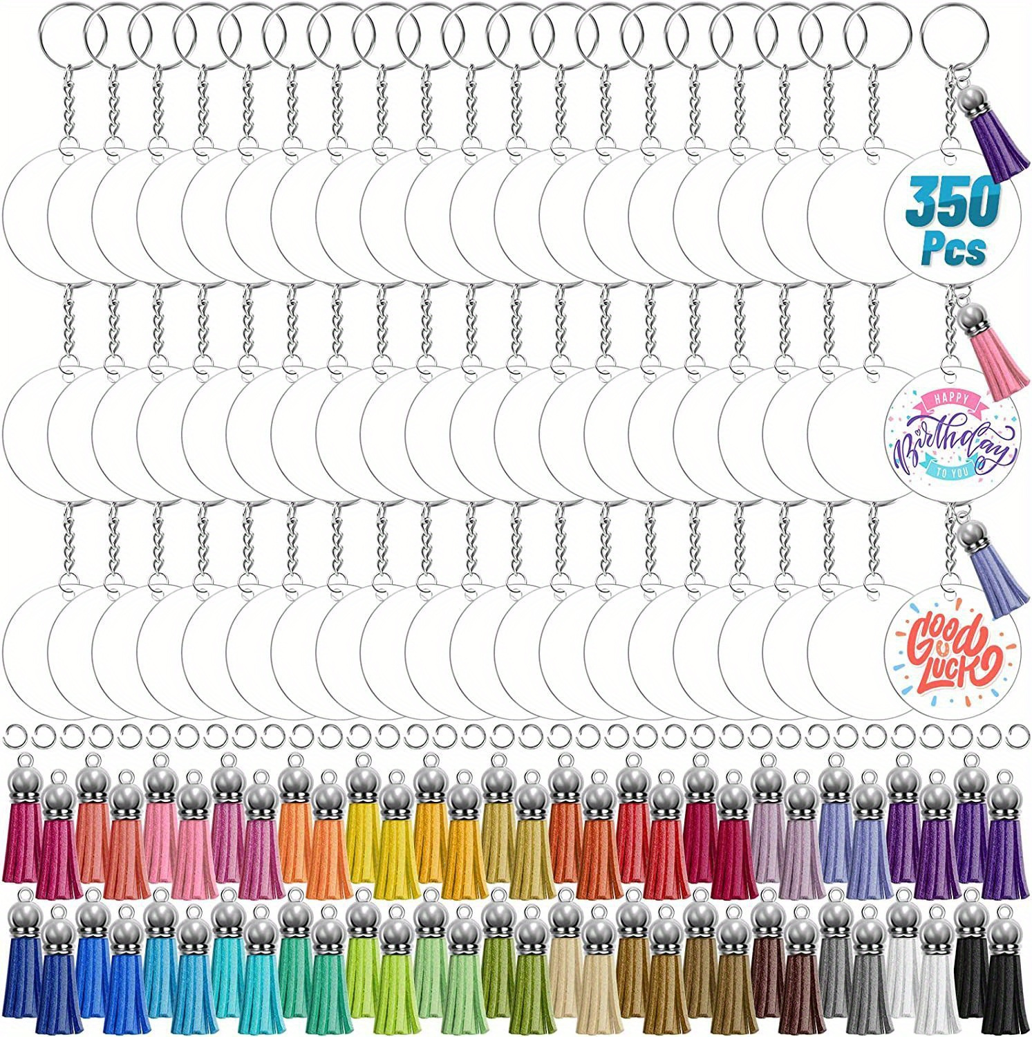 350 700pcs blank transparent acrylic     belt key chain keychain tassels   diy acrylic creative key   pendant details 0