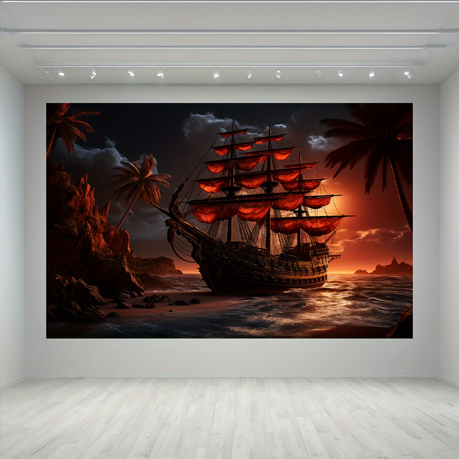 1pc, Pirate Ship Modern Background Photo Props, Polyester Banner Decor,  Party Home Decor, Party Wall Decor, Party Background Decor, Party Decor  Suppli