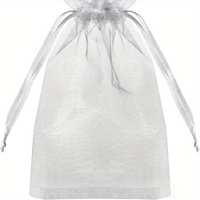

100pcs/set Sheer Organza Bags For Gift Shops, White Wedding Favor Bags With Drawstring, 10x15cm/3.94x5.91 Inches Jewelry Gift Bags For Party, Jewelry, Festival