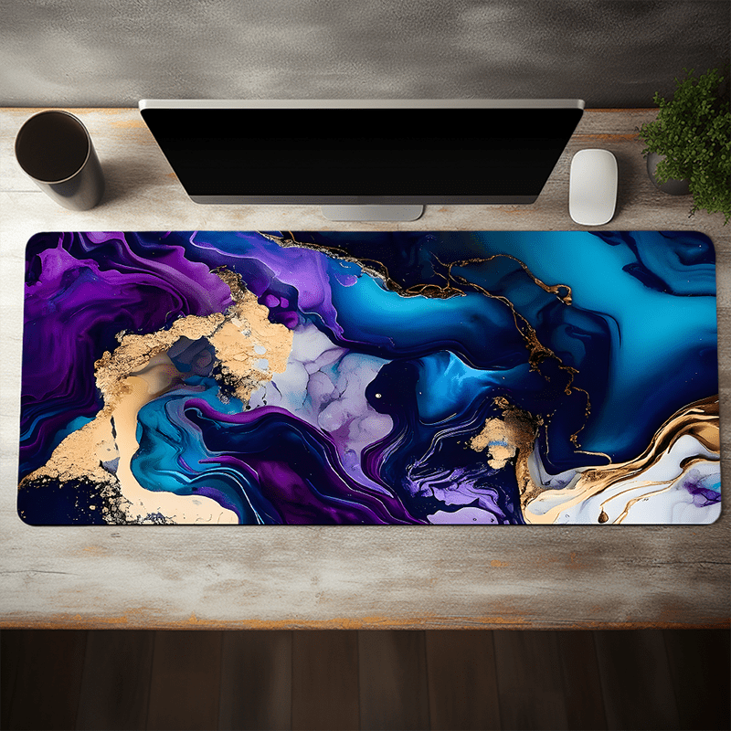 

1pc Luxurious Colorful Halo Dyed Marble Pattern Aesthetic Art Large Gaming Mouse Pad E-sports Office Desk Mat Keyboard Pad For Laptop Natural Rubber Non-slip Computer Mouse Mat 35.4x15.7 Inch