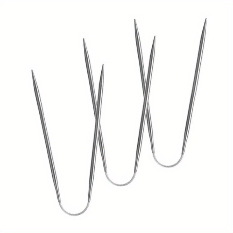 TEMU 3pcs Knitting Needles Knitting Tool Stainless Steel Circular Flexible Sock Knitting Needles
