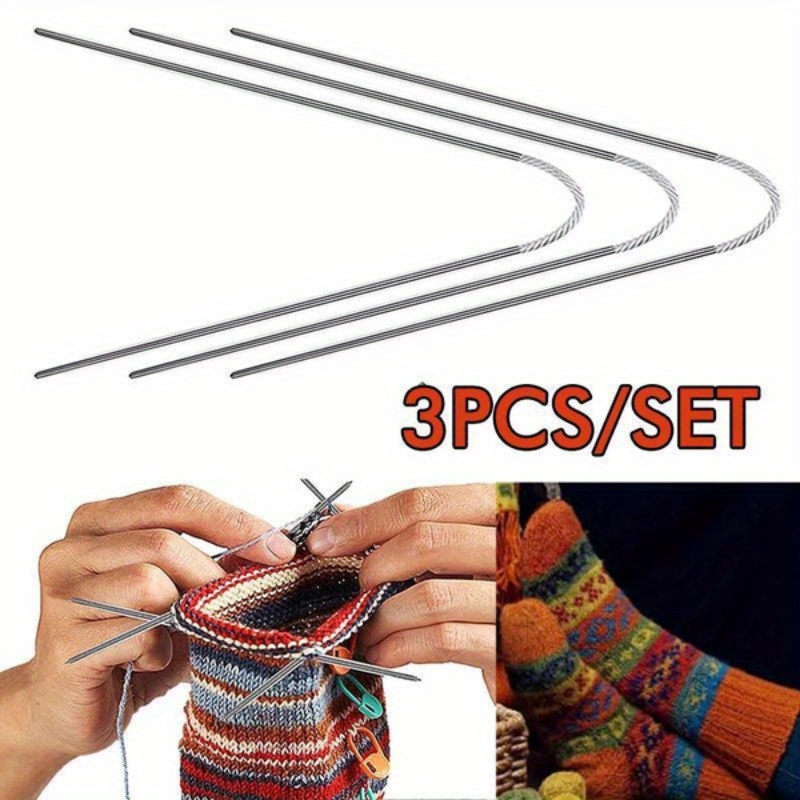 

3pcs Steel Knitting Set, -