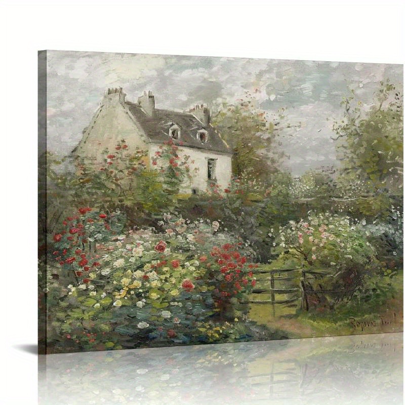 

1pc Framed Canvas Wall Art Home Decor Large Artwork For Wall The Artist's Garden In Argenteuil By Monet Paintings Prints Wall Art For Office Kitchen Bathroom Decor (16 X 12 In/ 40 X 30 Cm)