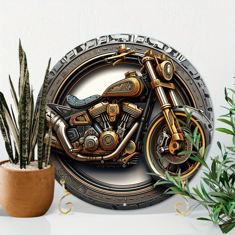 

1pc Aluminum Metal Sign Retro Motorcycle Sign, Round Metal Sign, Vintage Signs, Sign Creations 8''x8'' Inches/20cm*20cm