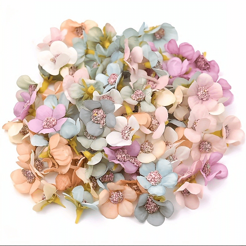 

100pcs, Artificial Flowers, Diy Craft Mini Faux Blossoms, Wedding Flower Wall Decor, Boutonniere Embellishment, Room Decor, Oil Painting Lucky Flower, Assorted Colors