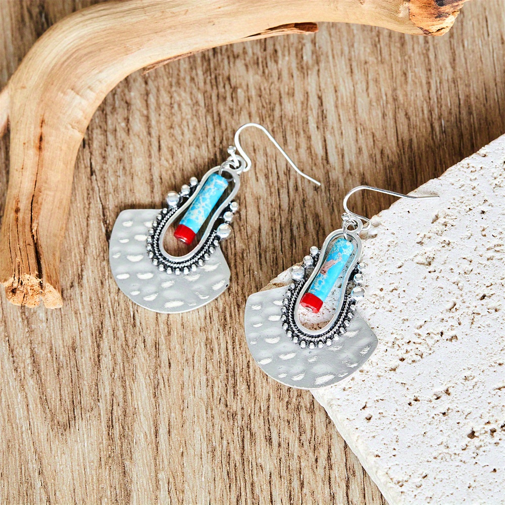 TEMU Pendientes colgantes plateados con un colgante vintage colorido de , una pieza de joyería creativa y única para regalos de