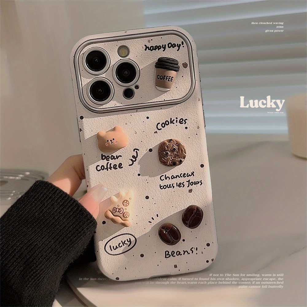 

Large View Window Leather 004 Silvery Three-dimensional Pizza Teddy Bear Applicable For Iphone15 14 13 12 Pro Promax