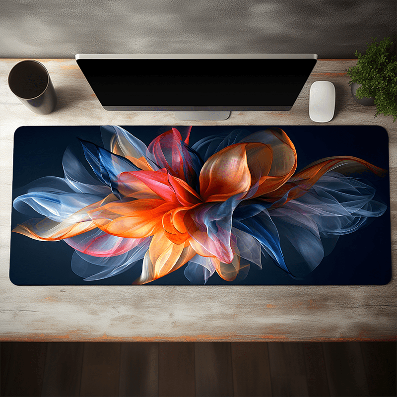 

1pc Luxurious Colourful Floral Aesthetic Art Design Large Gaming Mouse Pad Advanced E-sports Office Desk Mat Keyboard Pad Natural Rubber Non-slip Computer Mouse Mat 35.4x15.7inch As Gift