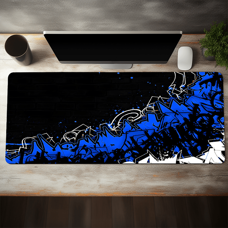 

Large Blue Aesthetic Gaming Mouse Pad - Non-slip Rubber Base, Extended Desk Mat For Gamers And Office Use, 35.4x15.7 Inches