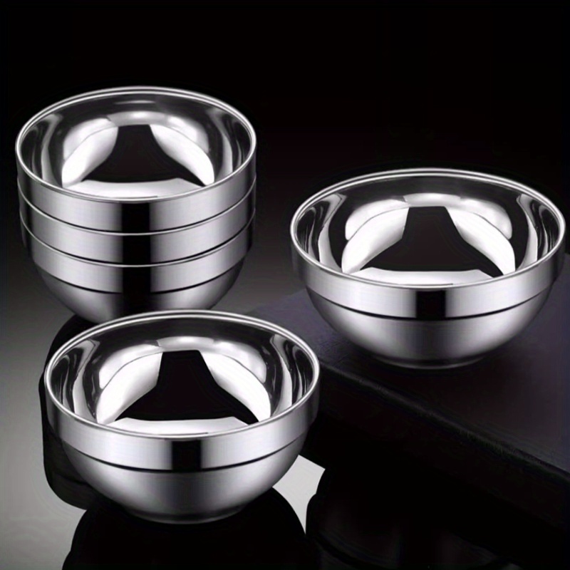 

1 Piece, Stainless Steel Bowl, Double-layer Anti Scald And Heat Insulation Bowl, 12cm/14cm/16cm/18cm, Suitable For Adults, Students, Teenagers, Rice, Soup, Salad, Pasta, Tableware, Kitchen Accessories