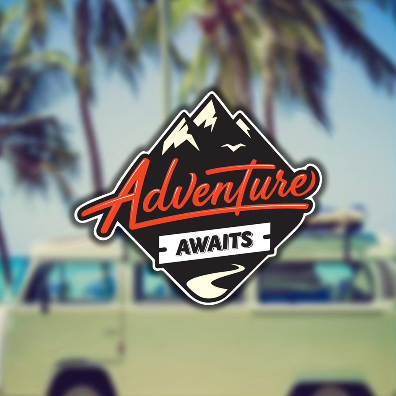 

1pc Adventure Awaits Sticker - Waterproof - Camping Hiking In The Mountains - Car Bumper Sticker