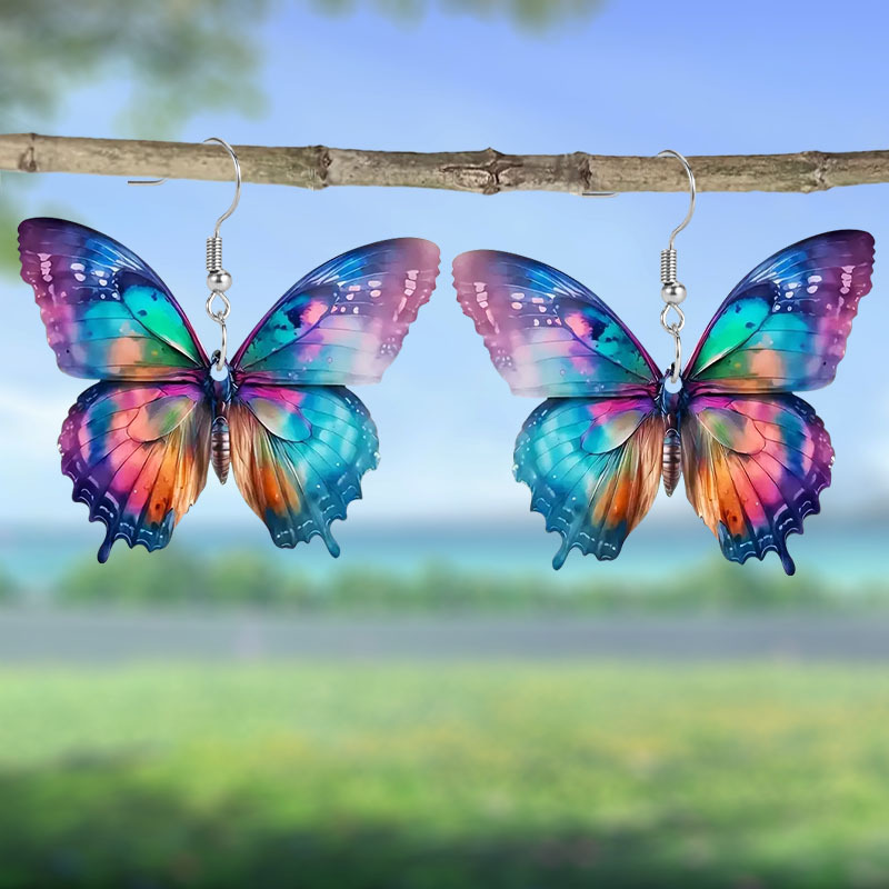 

Colorful Butterfly Acrylic Earrings Spring And Summer Earrings Holiday Gifts Party Gifts Fashion Accessories For Family And Friends Christmas Gift