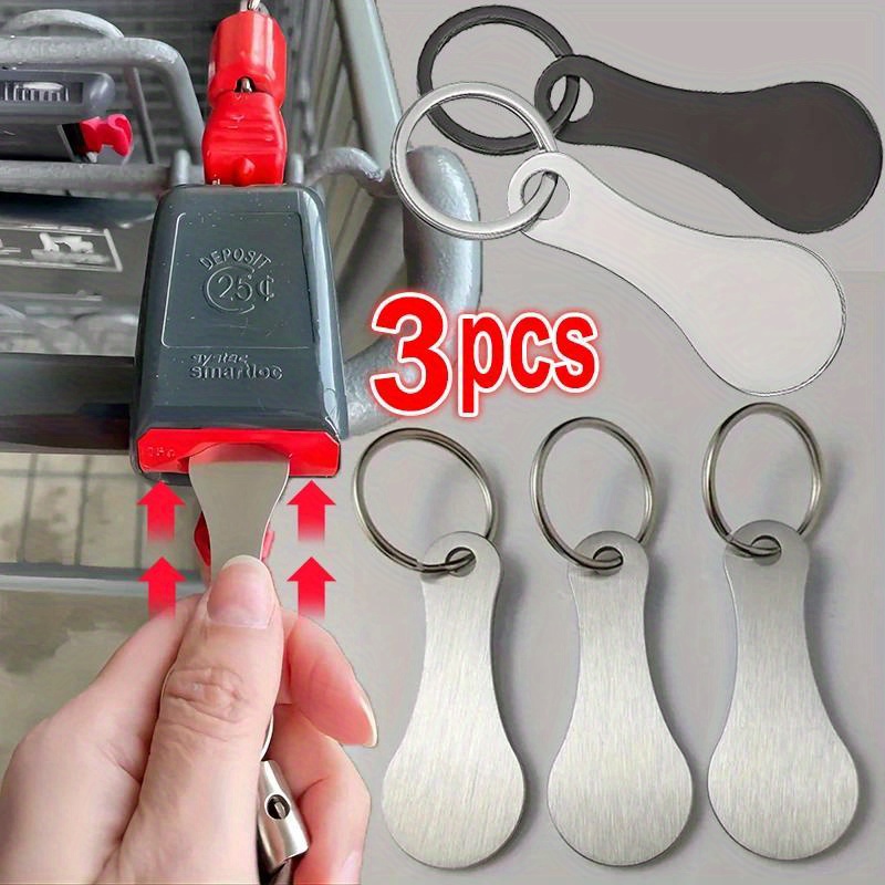 

3pcs, Shopping Cart Token Hard Portable Key Ring Metallic Stainless Steel Keychain For Key Hook Practical Daily Use Accessories