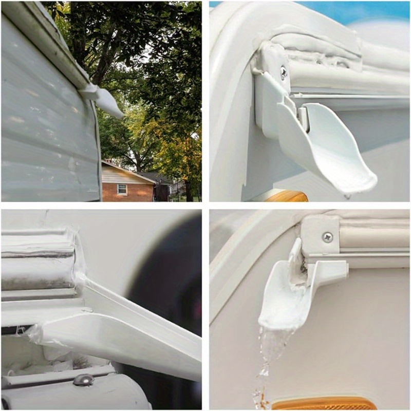 

A Set Of 4 Mini Gutters For Rvs, Designed For The Gazebo And Rv Roof Drip Edge. Includes 2 Left And 2 Right Side White Gutter Extenders To Guide Rainwater Away.