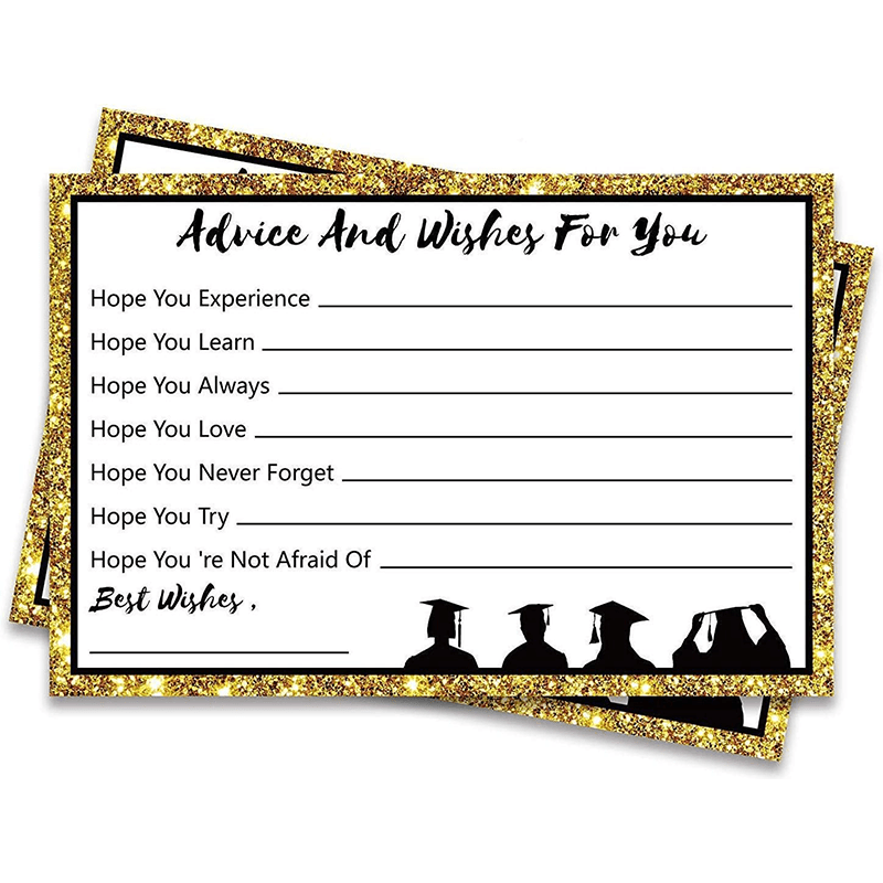 

16pcs, 2024 Graduation Party Advice Wishes Cards Supplies Golden Black Glitter Decorations, Small Business Supplies, Thank You Cards, Birthday Gift, Cards, Unusual Items, Gift Cards