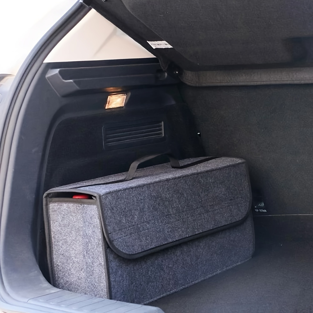 

1pc Car Storage Box, Portable, Foldable Car Trunk Organizer, Felt Cloth Storage Box, Car Interior Tidying Container, Car Organizer