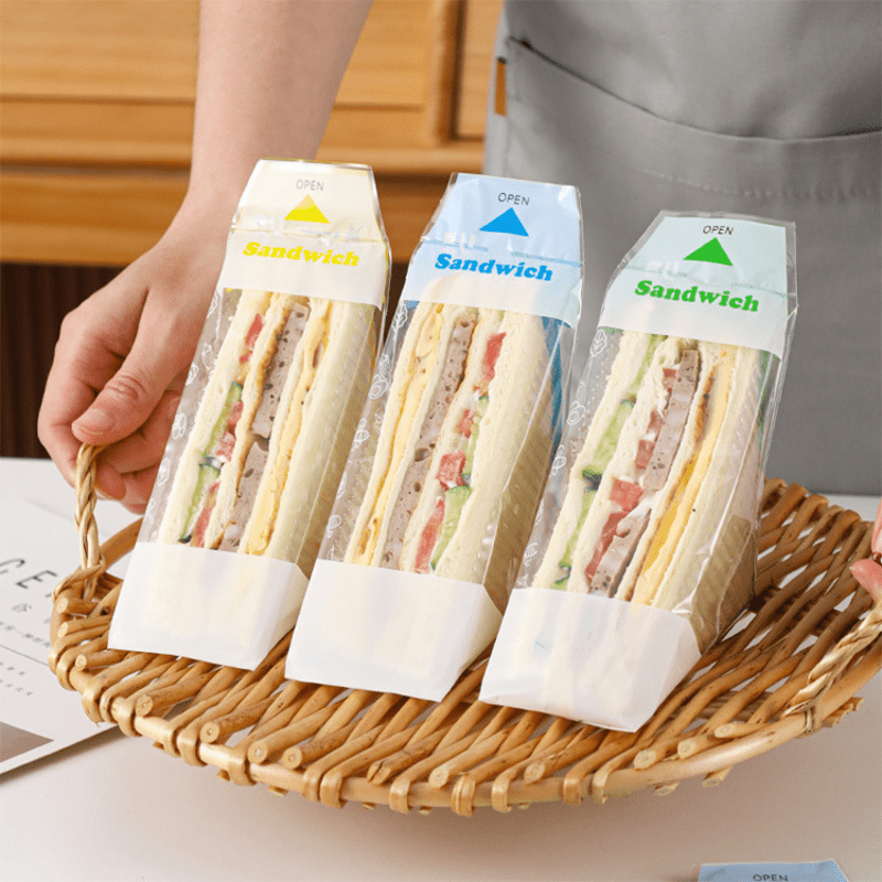 100pcs Plastic Sandwich Bags Bakery Packaging Easy to Tear Plastic Sandwich Bags Bakery Packaging