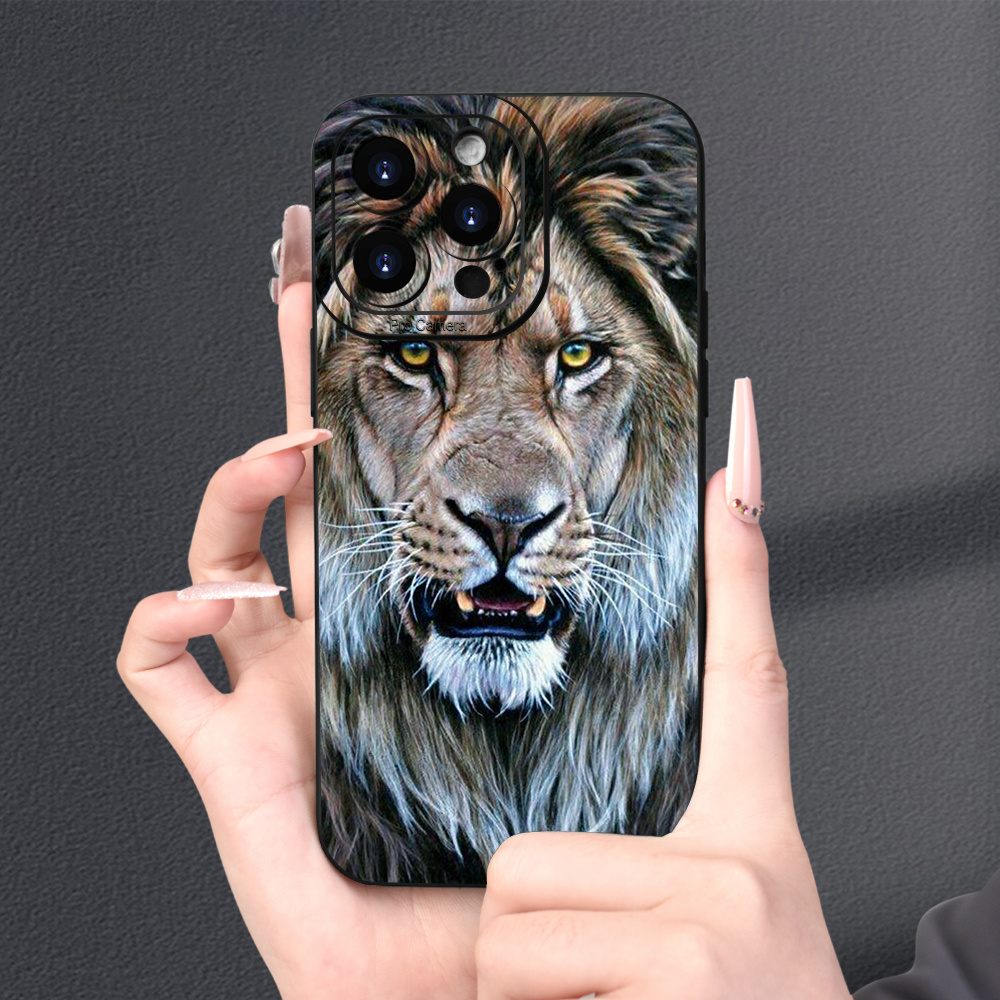 

The Lion Is A Fierce Beast, With Angelic Eyes, Black, Non-slip, Durable, Suitable For Iphone 15/14/13/12/11 Plus Pro Max.