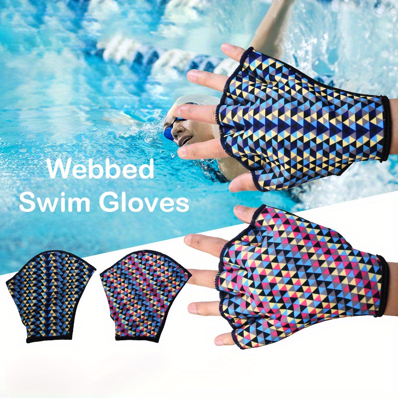 Webbed Swimming Gloves Hand Webbed Diving Swim Gear Fingerless Paddle Gloves  For Aquatic Training Swim Hand Equipment