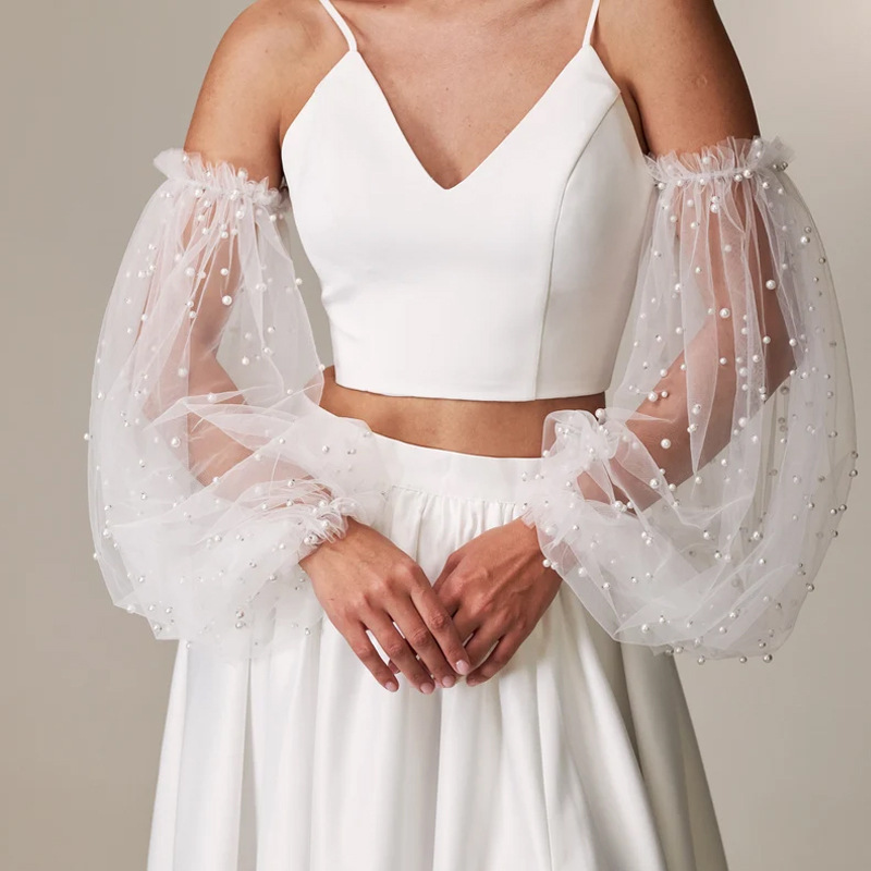 trade gown sleeve cover mesh bridal lantern sleeve - Temu