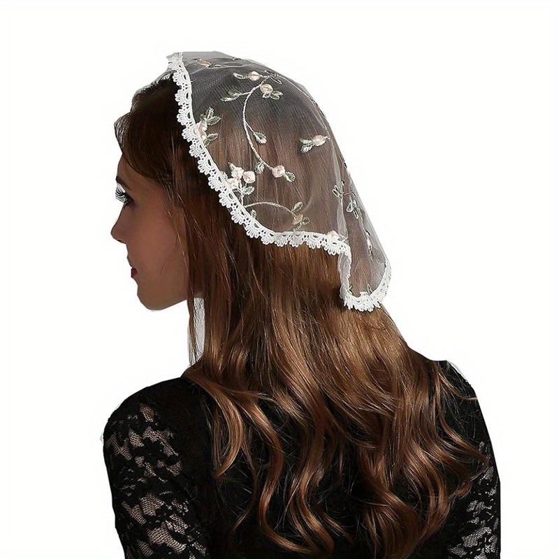 

Mantveil Head Covering: Small Circle Floral Lace Mantilla Chapel Cap Veil Latin Mass Veils For Women Girls