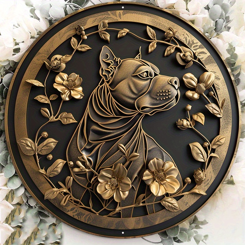 

1pc 8x8inch Aluminum Metal Sign Circular Metal Plaque Decoration Pit Bull Coin Of Golden Nr