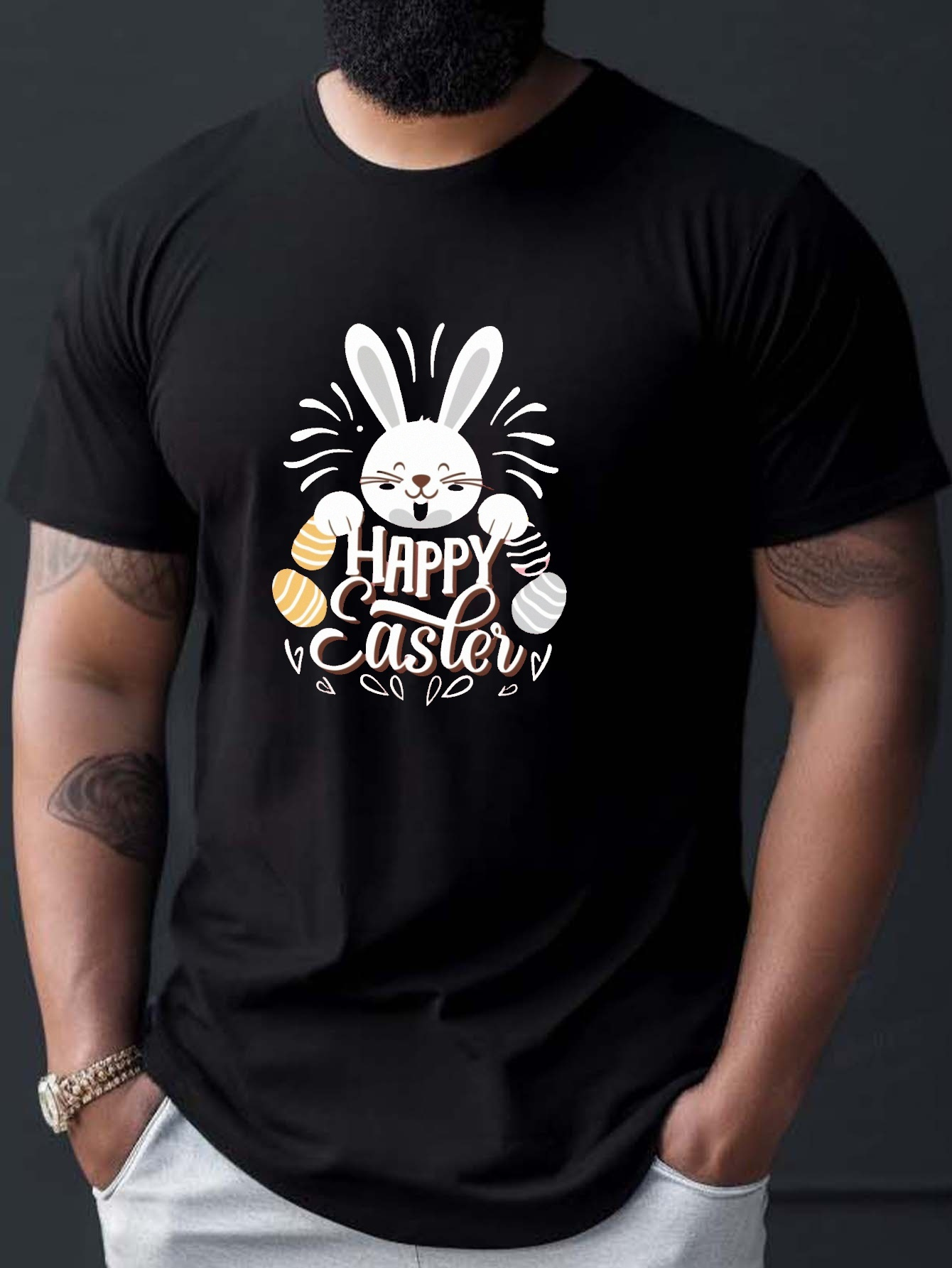 Men's Happy Easter Print T shirt Casual Short Sleeve Crew Temu Ireland