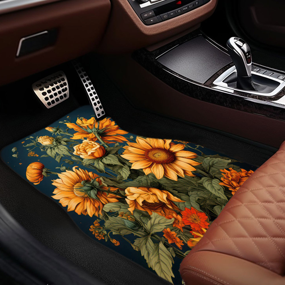 Sunflower Flower Pattern Car Carpet Car Front Rear - Temu