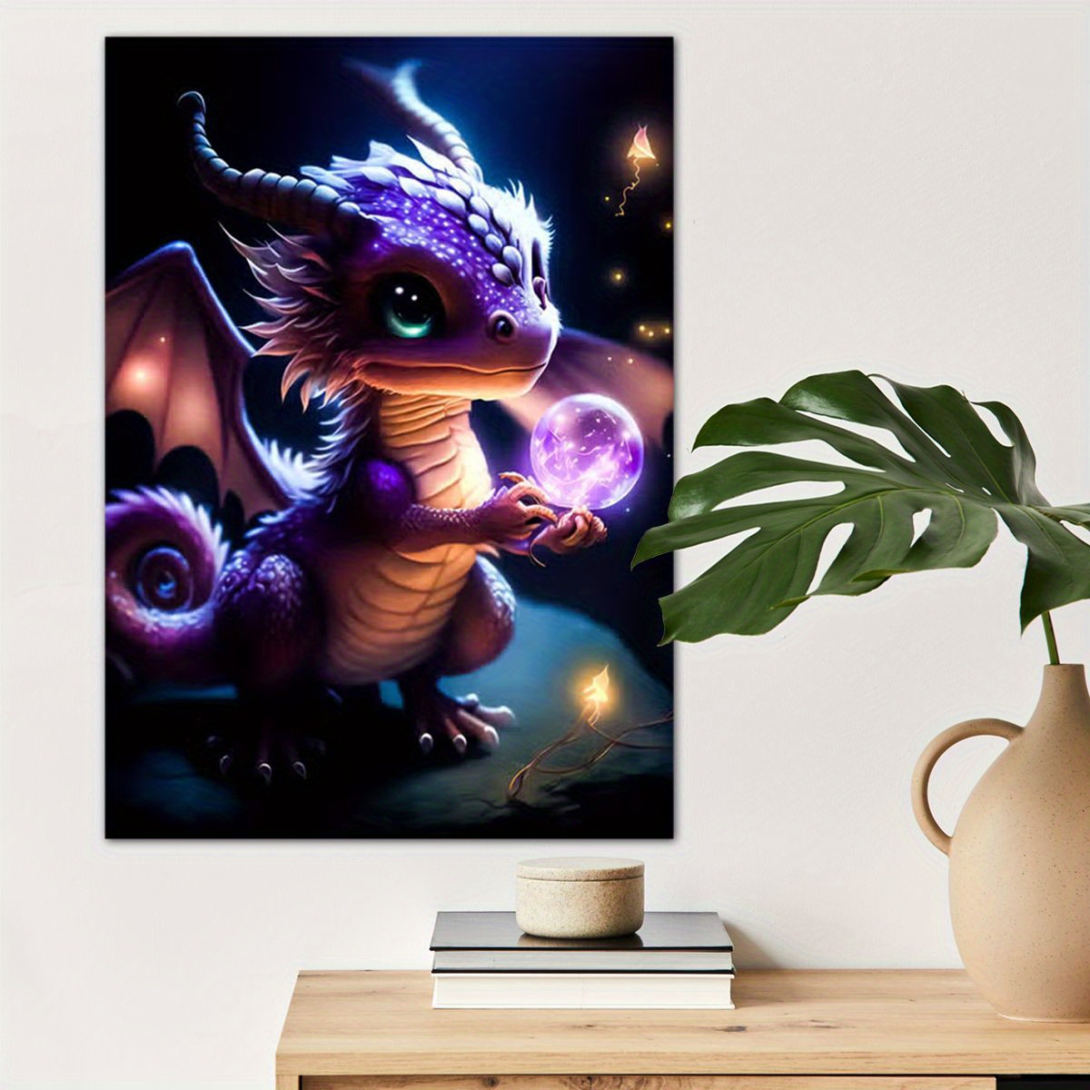 

1pc Purple Dragon Poster Canvas Wall Art For Home Decor, Animal Lovers Poster Wall Decor High Quality Canvas Prints For Living Room Bedroom Kitchen Office Cafe Decor, Perfect Gift And Decoration