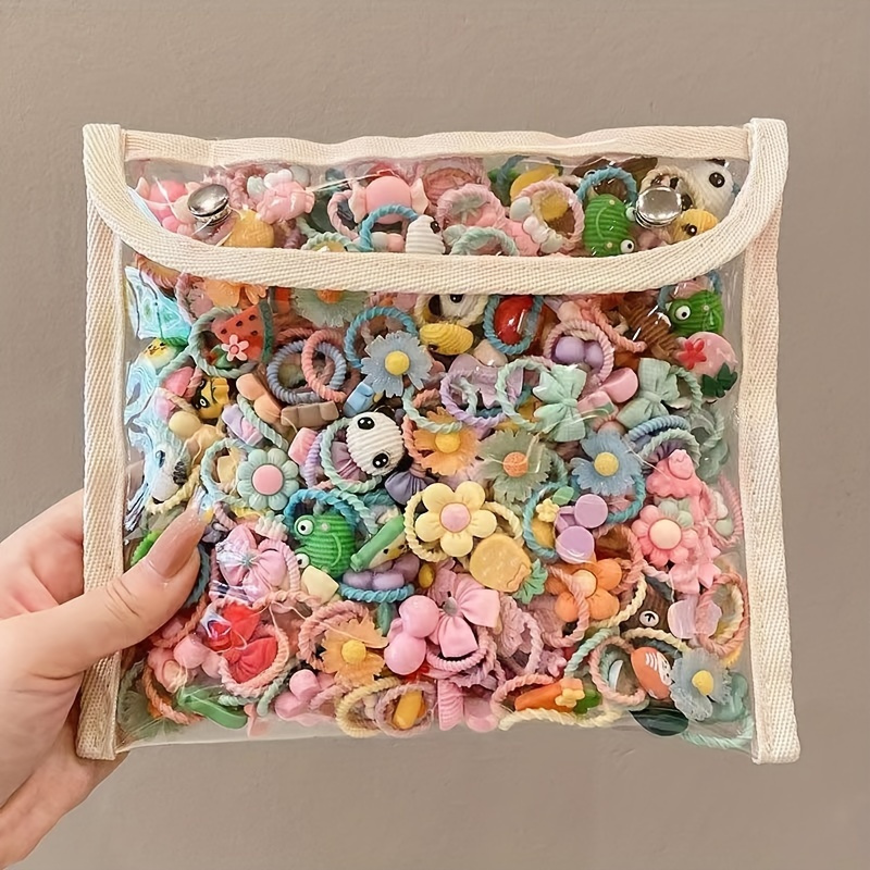50pcs girls hair tie cartoon animal flower fruit decorative hair tie decorative hair accessories set holiday gift details 0