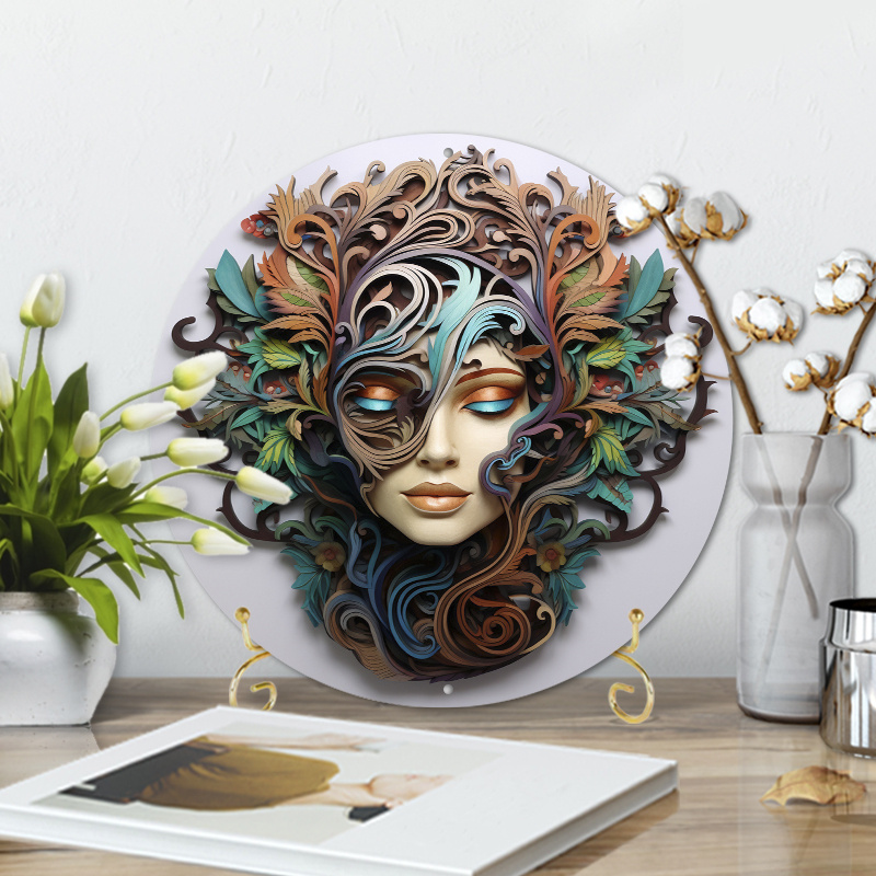 

1pc 8x8inch Summer Aluminum Metal Sign A Colorful Head With A Colorful Face In The Style Of (6)for Relief Vision, 2d Effect, Wall Decoration, Home Decoration, Aluminum Sign Home Decor, Wall Decor