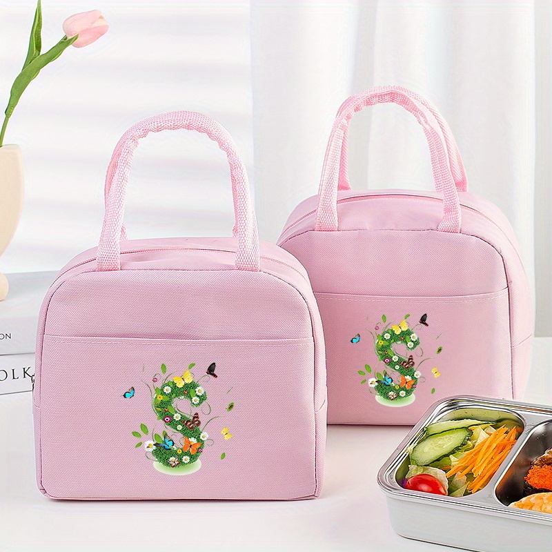 Flower Grass Butterfly Print Insulated Bag Lunch Box Bag - Temu Australia